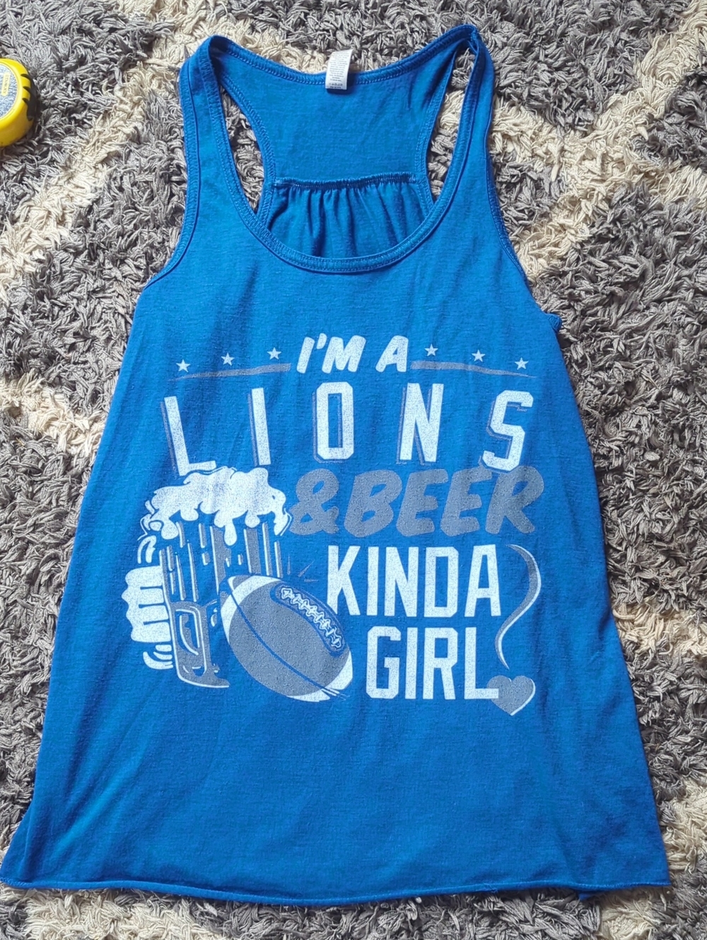 Blue Graphic Tank Top Detroit Lions "I'm a Lions & Beer Kinda Girl" NFL Sports M
